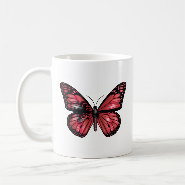 Albanien Monarque Butterfly Flagga Kaffemugg (Vänster)