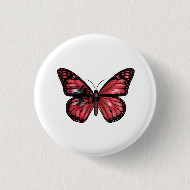 Albanien Monarque Butterfly Flagga Knapp (Framsida)