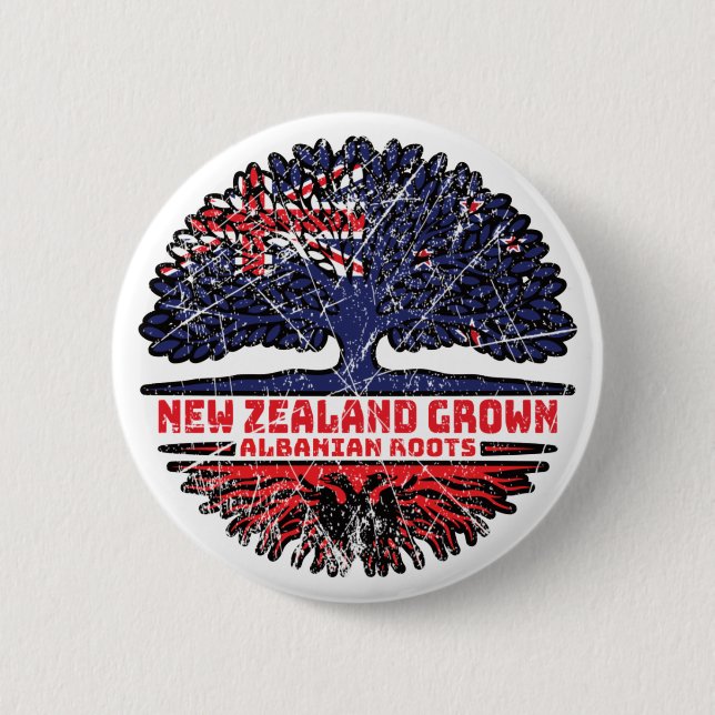 Albanien Nya Zeelander Nya Zeeland Träd Knapp (Framsida)