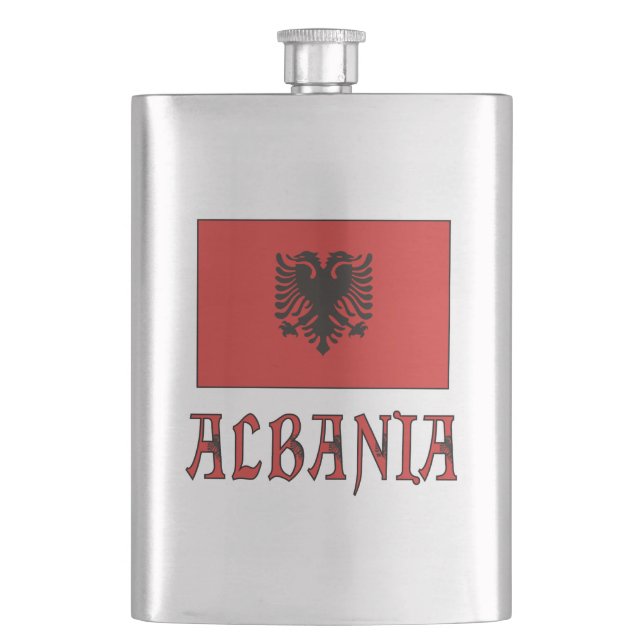 Albanien och albansk flagga fickplunta (Framsidan)
