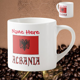 Albanien och albansk flagga röd personalisering  espressomugg