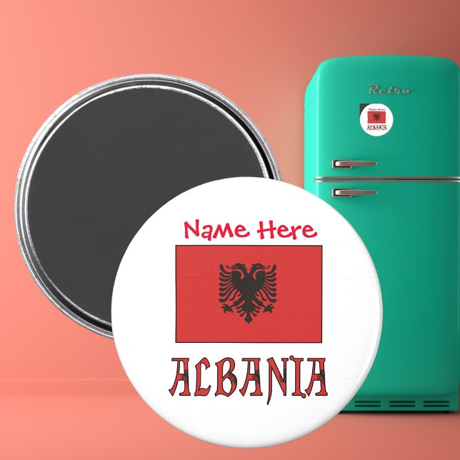 Albanien och albansk flagga röd personalisering  magnet (Skapare uppladdad)