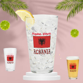 Albanien och albanska Flagga Red Personalization Glaskopp