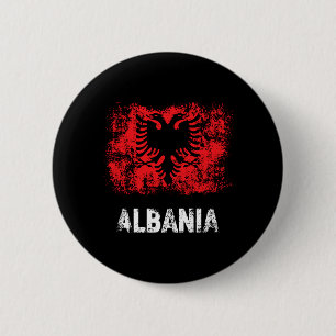 Albanien Patriotisk Tröja Nedsliten Albansk Flagga Knapp