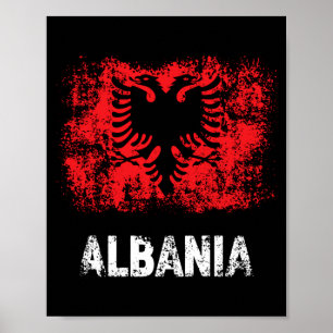 Albanien Patriotisk Tröja Nedsliten Albansk Flagga Poster