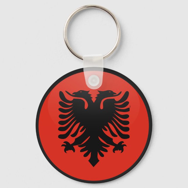 Albanien Quality Flagga Circle Nyckelring (Framsida)