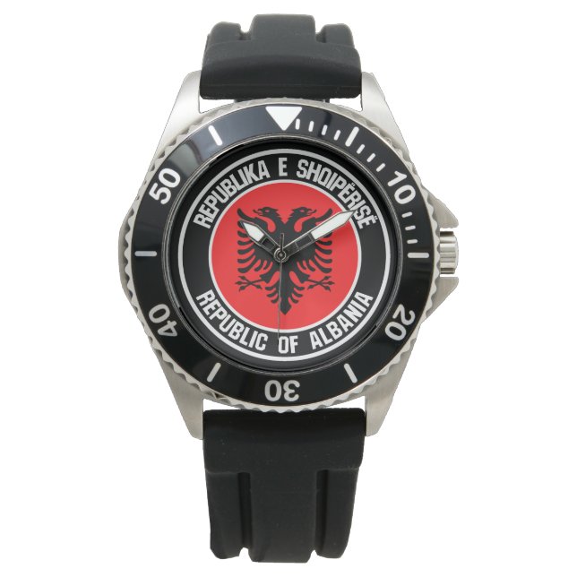Albanien Round Emblem Armbandsur (Framsida)