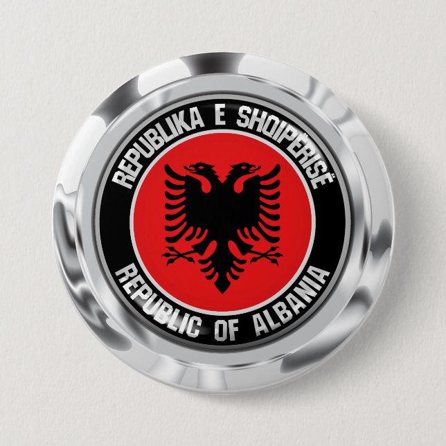 Albanien Round Emblem Knapp (Framsida)