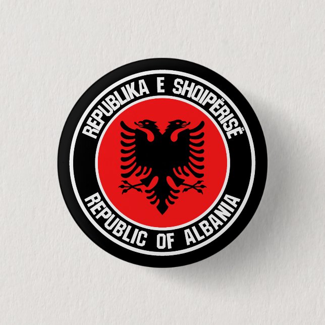 Albanien Round Emblem Knapp (Framsida)