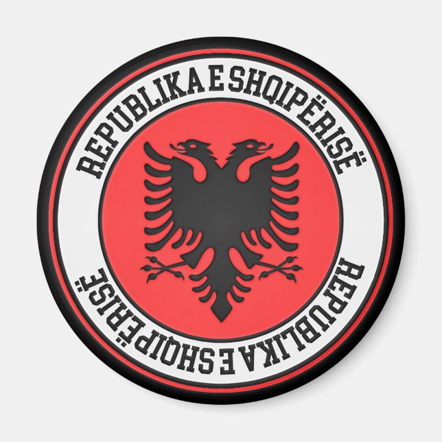 Albanien Round Emblem Magnet (Framsidan)