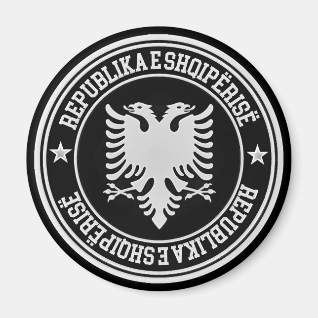 Albanien Round Emblem Magnet (Framsidan)