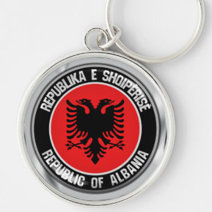 Albanien Round Emblem Rund Silverfärgad Nyckelring