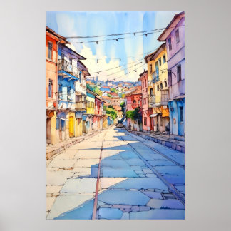 Albanien Tirana gammal gatukonst Poster