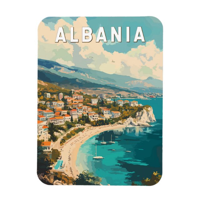 Albanien Travel Art Vintage Magnet (Vertikal)