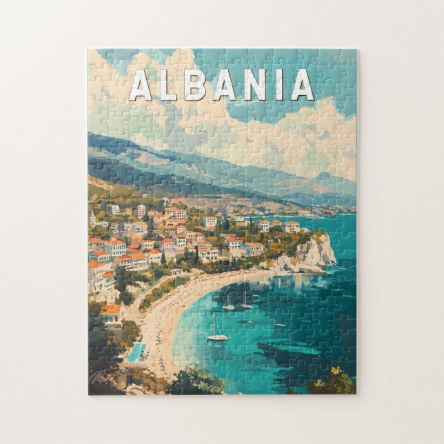 Albanien Travel Art Vintage Pussel (Vertikal)