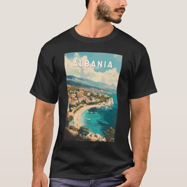 Albanien Travel Art Vintage T Shirt (Framsida)
