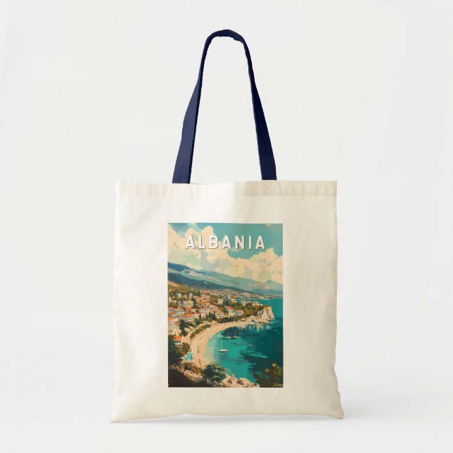 Albanien Travel Art Vintage Tygkasse (Framsidan)