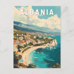 Albanien Travel Art Vintage Vykort