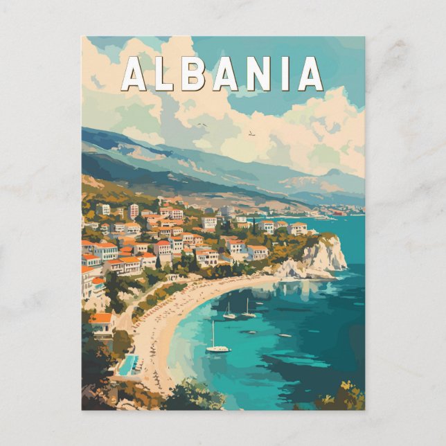 Albanien Travel Art Vintage Vykort (Framsida)
