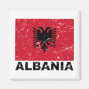 Albanien vintageflagga magnet
