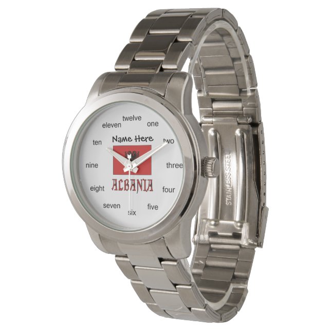 Albaniens albanska Flagga Personlig Armbandsur (Vinklad)