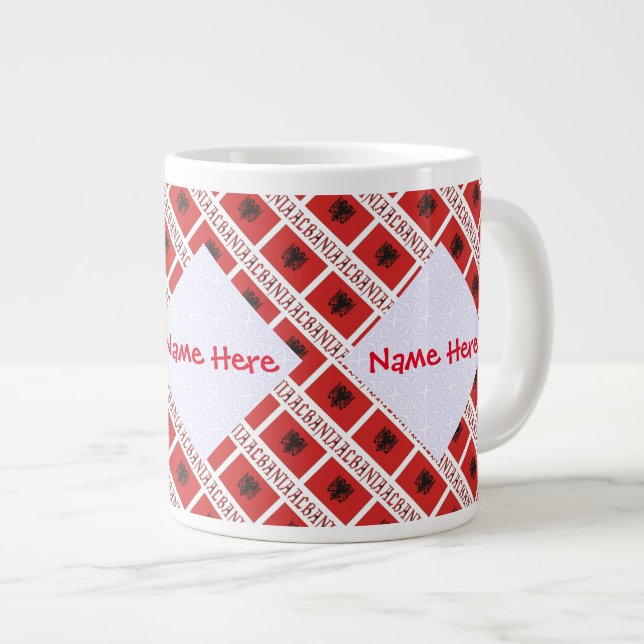 Albaniens albanska Flagga Tiled Red Personalizatio Jumbo Mugg (Framsida höger)