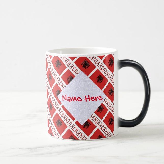 Albaniens albanska Flagga Tiled Red Personalizatio Magisk Mugg (Höger)