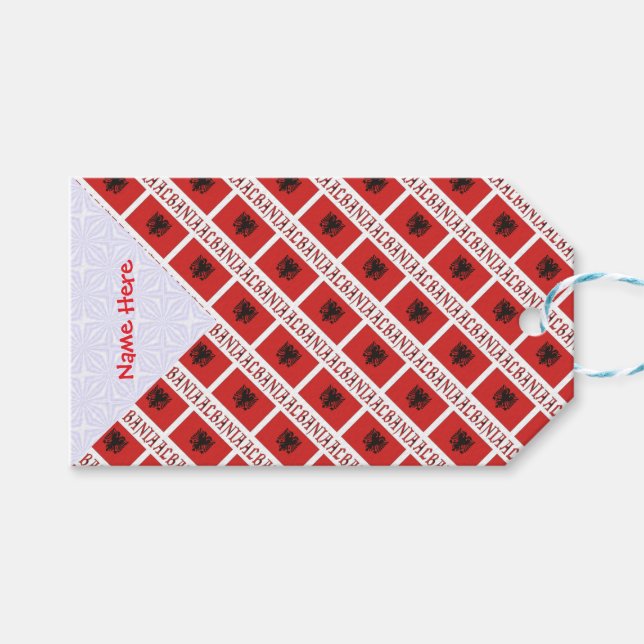 Albaniens albanska Flagga Tiled Red Personlig Presentetikett (Framsidan (Horisontell))