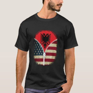 Albaniens amerikanska USA flagga - USA Albansk Zip T Shirt