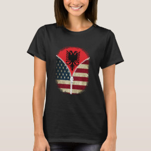 Albaniens amerikanska USA flagga - USA Albansk Zip T Shirt