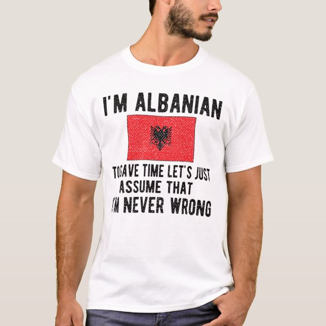 Albaniens arv Albanien Roots albanska Flagga T Shirt (Framsida)