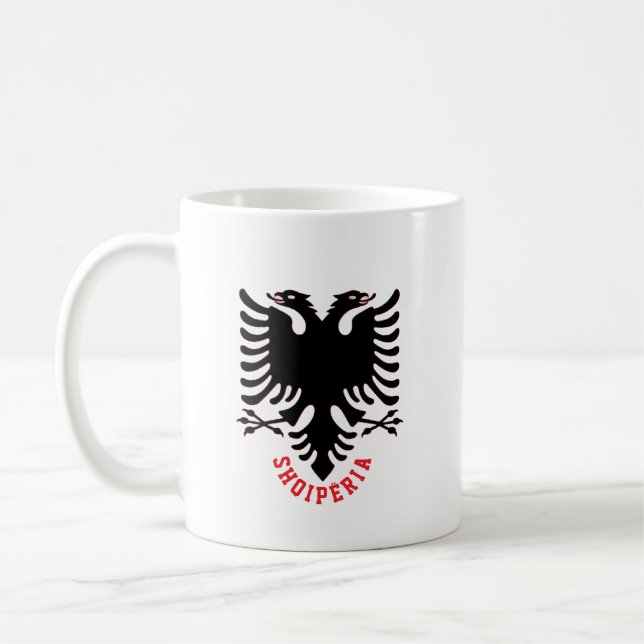 Albaniens Dubbla Heawn Eagle Kaffemugg (Vänster)
