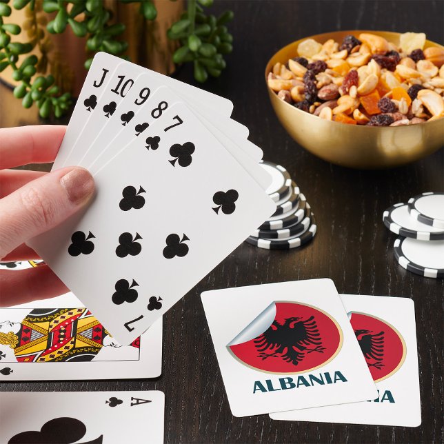 Albaniens Dubbla med Eagle Emblem Casinokort (Skapare uppladdad)
