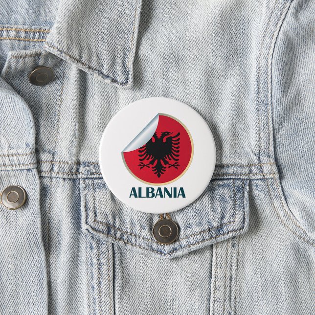Albaniens Dubbla med Eagle Emblem Knapp (Skapare uppladdad)