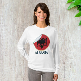 Albaniens Dubbla med Eagle Emblem T Shirt
