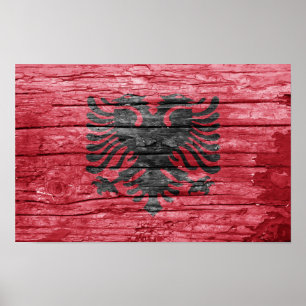 Albaniens flagga av trä poster