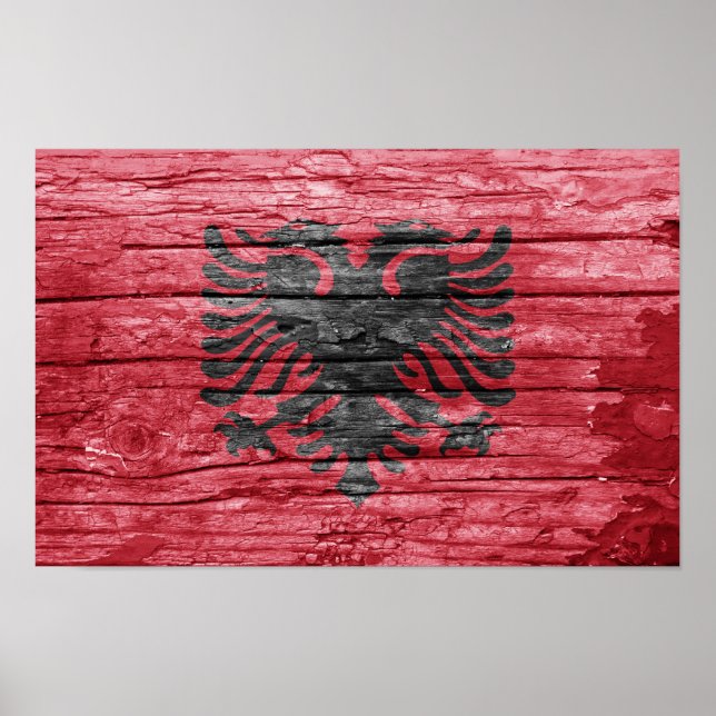 Albaniens flagga av trä poster (Framsidan)