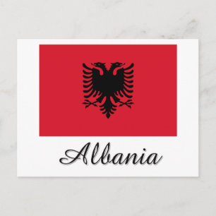 Albaniens Flagga Design Vykort
