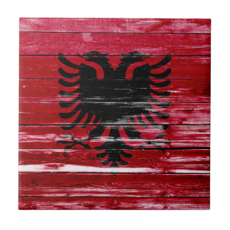 Albaniens Flagga Färg på trä Kakelplatta