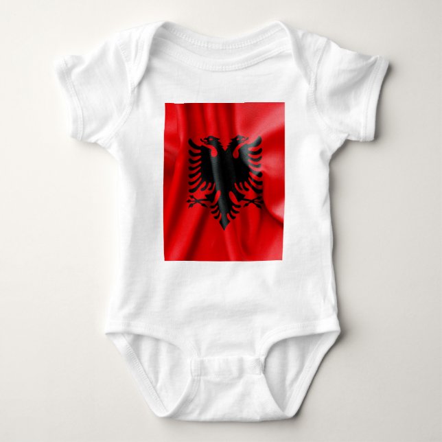 Albaniens Flagga Jersey Bodykostydräkt Tee Shirt (Framsida)