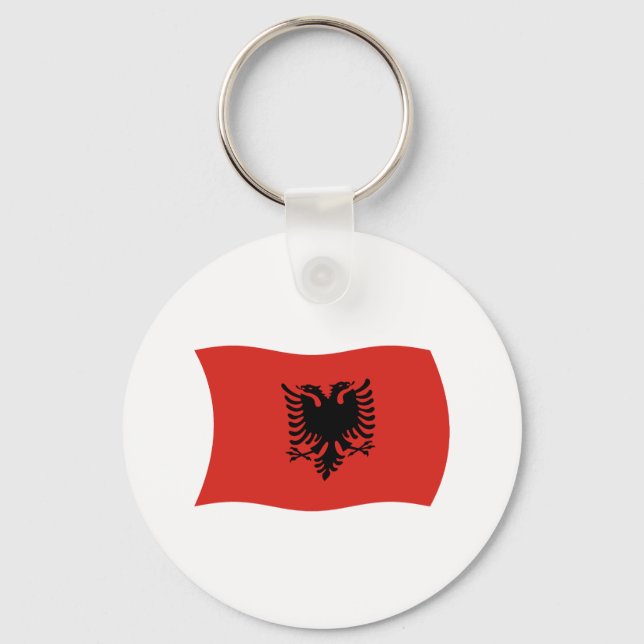 Albaniens Flagga-nyckelkedja Nyckelring (Framsida)