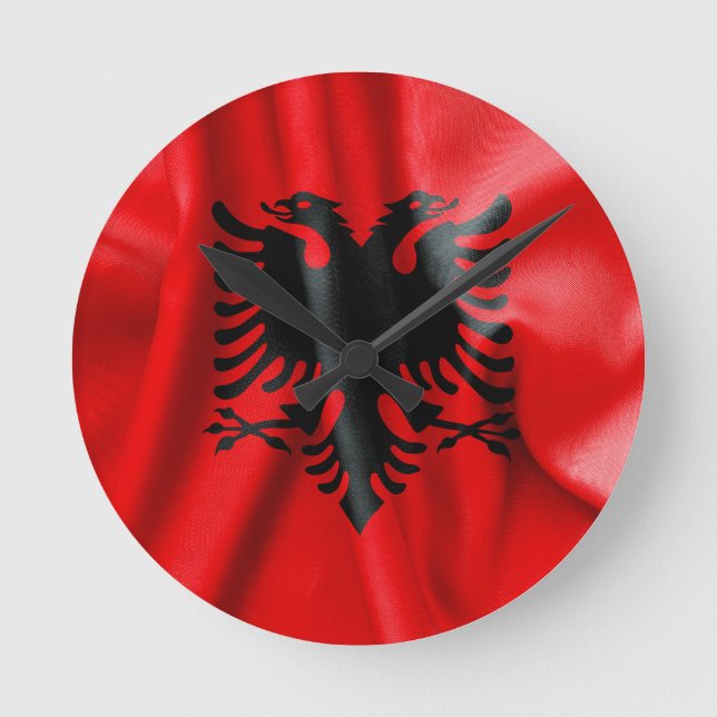 Albaniens Flagga Rund Klocka (Framsida)