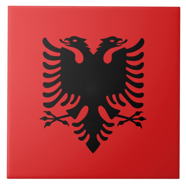 Albaniens Flagga Tile Kakelplatta (Framsidan)