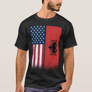 Albaniens Flagga USA och Albanien Flaggor proud Al T Shirt
