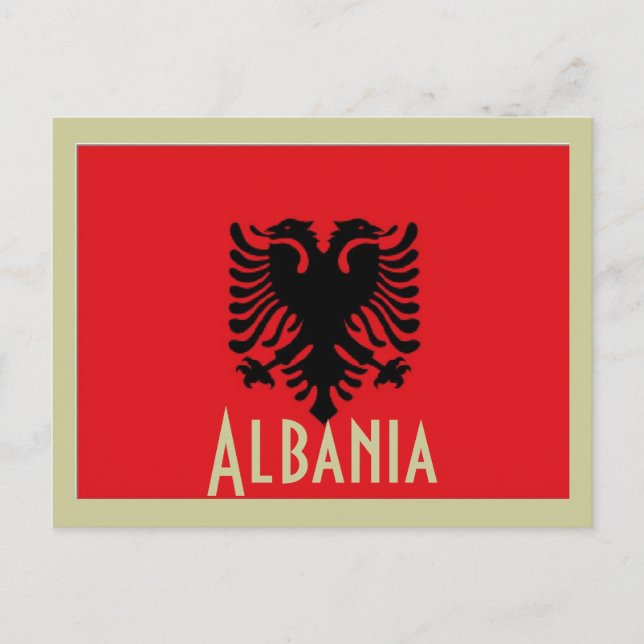 Albaniens flagga-vykort vykort (Framsida)