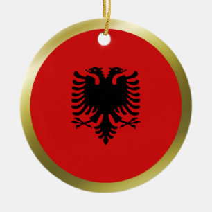 Albaniens flaggprydnad julgransprydnad keramik