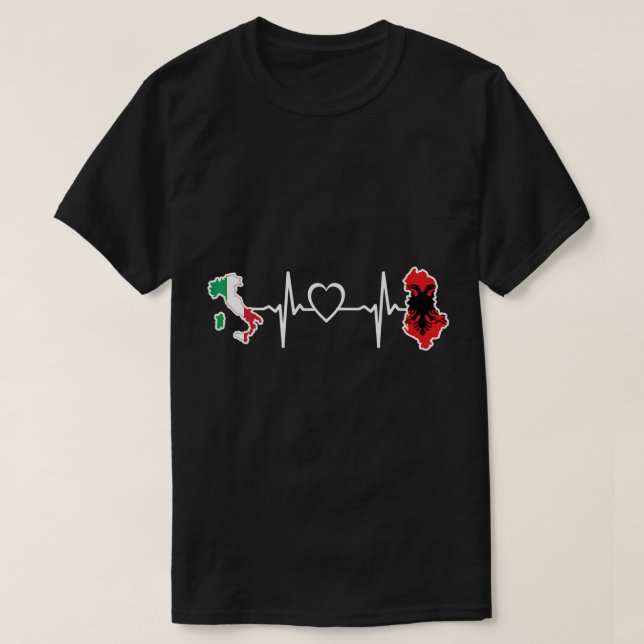 Albaniens Italien Heartslag Albansk italiensk Flag T Shirt (Design framsida)