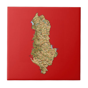 Albaniens kartbild kakelplatta
