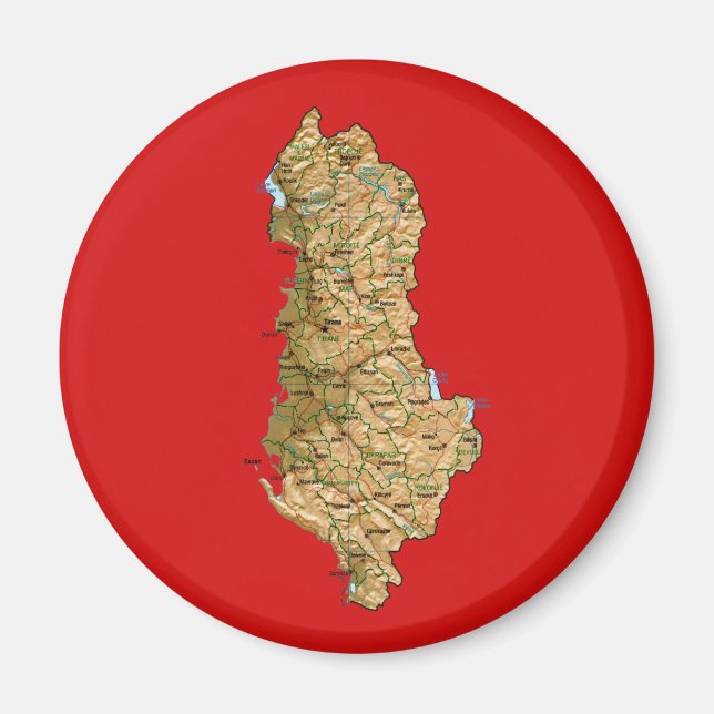 Albaniens kartmagnet magnet (Framsidan)
