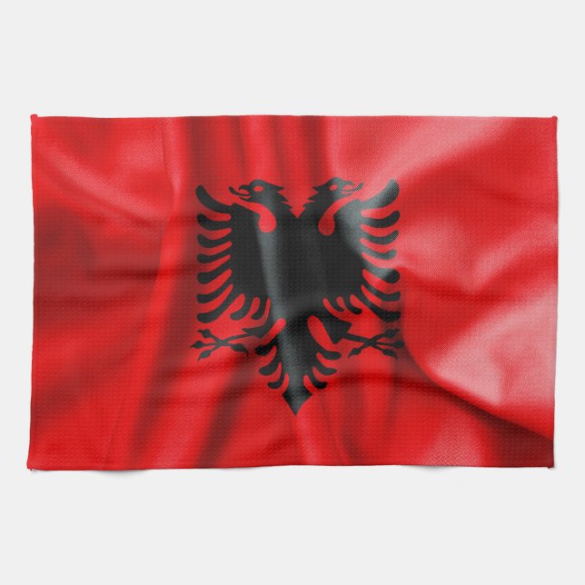 Albaniens könsceller för Flagga Kökshandduk (Horisontell)